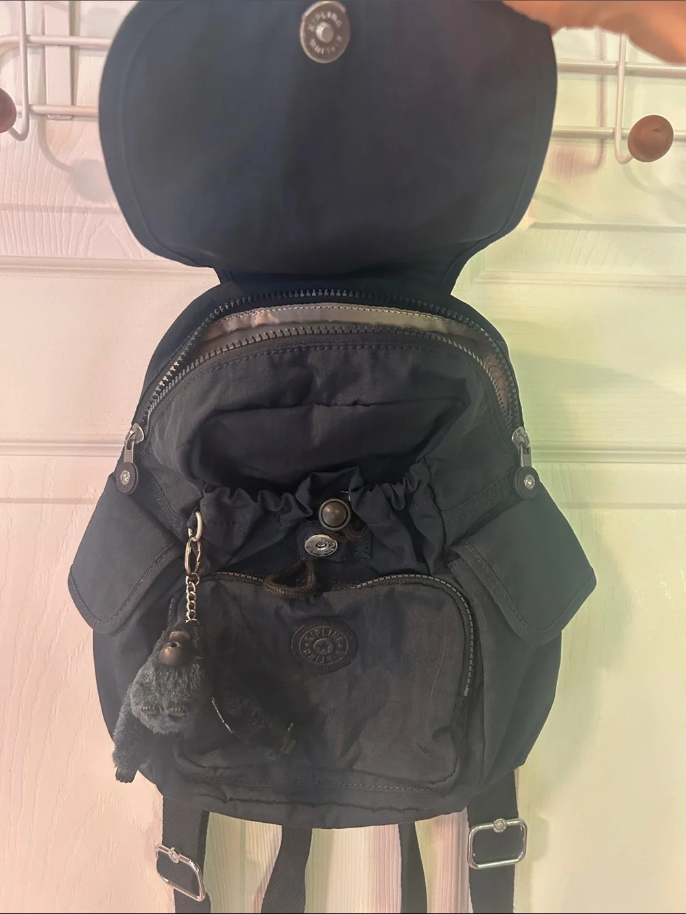 Kipling City Pack Mini Navy Backpack with Monkey Key Charm